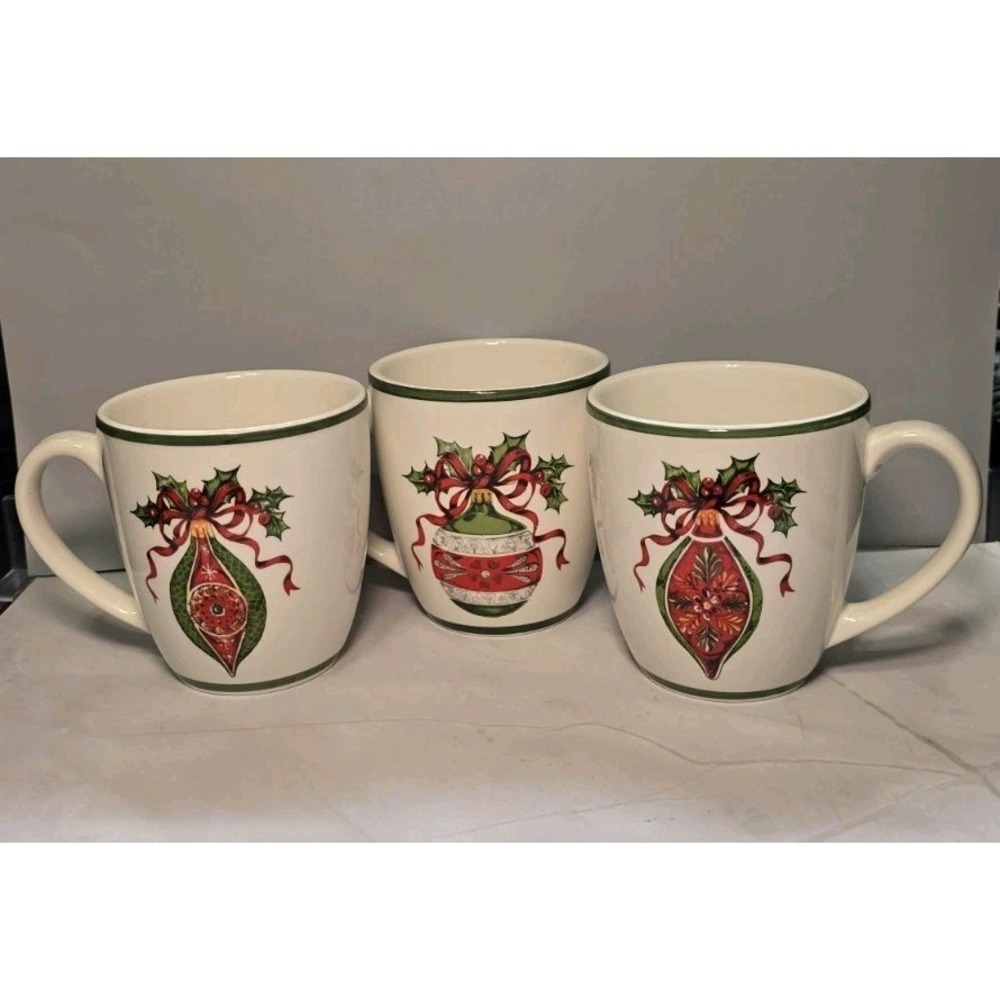 Traditions Christopher Radko Holiday Celebration Mugs Set Of Three Ceramic...